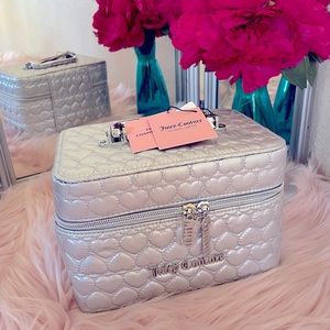 SOLD****************Juicy Couture Quilted Hearts Luxury Makeup Bag & Train Case